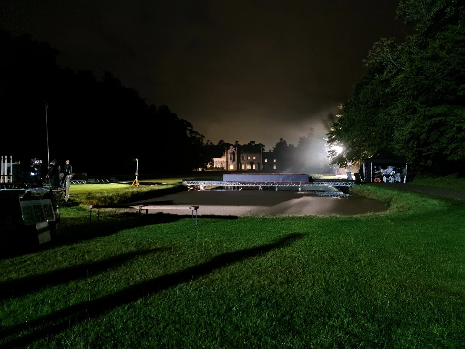 Special effects setup on a night location